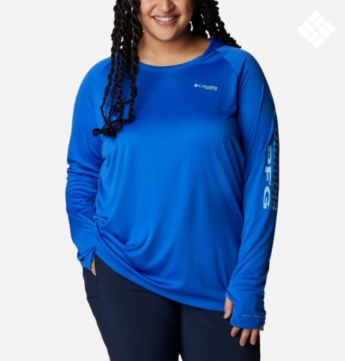 Hanorac Cu Gluga Columbia PFG Tidal Tee Dama Albastri | Plus Size RPMAZ0S78